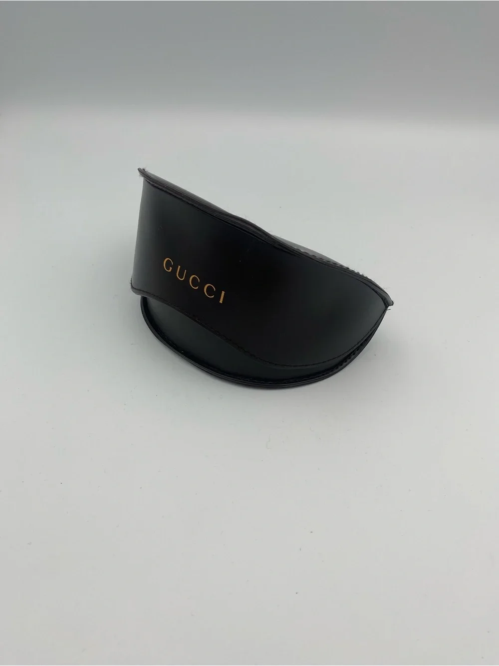Gucci Brown Leather Sunglasses Case with Gold Logo